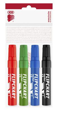 Flipchart marker készlet, 1-4 mm, vágott, ICO Artip 12, 4 különböző szín (TICA12V4)