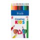 Színes ceruza készlet, háromszögletű, vastag, ICO Creative kids, 12 különböző szín (TICCKV12)