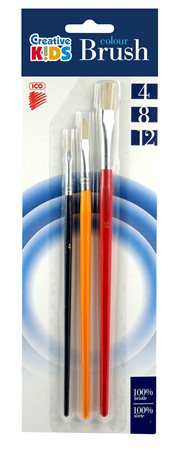 Ecsetkészlet, lapos, no. 4-8-12, fa, ICO (TICEV32)