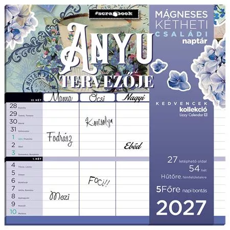 Falinaptár, mágneses, kétheti, 22x22 cm, LIZZYCALENDAR Anyu tervezője Scrapbook Style (TICLCFNMAN)