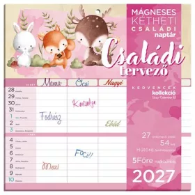   Falinaptár, mágneses, kétheti, 22x22 cm, LIZZYCALENDAR Családi tervező (TICLCFNMCS)