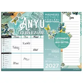   Falinaptár, mágneses, kétheti, jegyzettömbbel, 22x30 cm, LIZZYCALENDAR Anyu tervezője Scrapbook Style (TICLCFNMJAN)