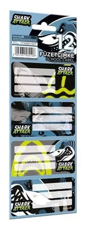 Füzetcímke, 12 db, LIZZYSULI, Shark Attack (TICLFCESA)