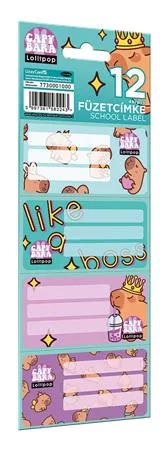 Füzetcímke, 12 db, LIZZYSULI, Lollipop Capybara (TICLFCLC)