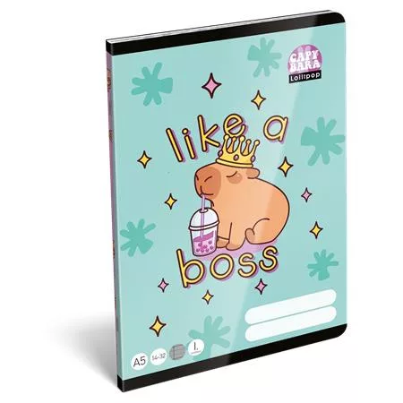 Füzet, tűzött, A5, vonalas, 32 lap, 1. osztály, LIZZYSULI, Lollipop Capybara,14-32 (TICLFVA5LC1)