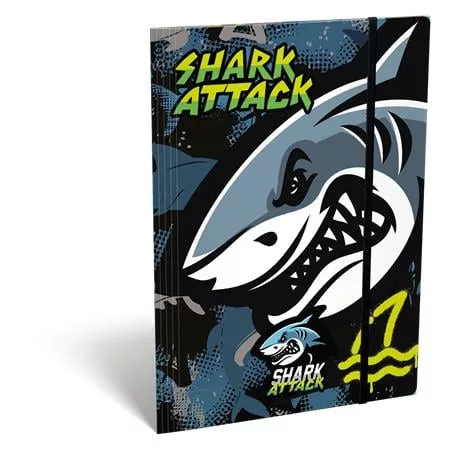Gumis mappa, karton, A4, LIZZYSULI, Shark Attack (TICLGMSAA4)