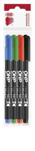 Alkoholos marker készlet, OHP, 1-4 mm, C, ICO, 4 különböző szín (TICOHPCV4)