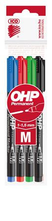Alkoholos marker készlet, OHP, 1-1,5 mm, M, ICO, 4 különböző szín (TICOHPMV4)