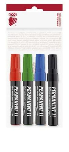 Alkoholos marker készlet, 1-3 mm, kúpos, ICO Permanent 11, 4 különböző szín (TICP11V4)
