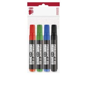   Alkoholos marker készlet, 1-3 mm, kúpos, ICO Permanent 11 XXL, 4 különböző szín (TICP11XV4)