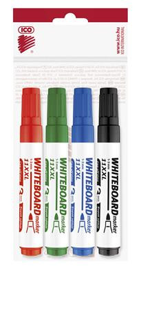 Tábla- és flipchart marker készlet, 1-3 mm, kúpos, ICO Plan 11 XXL, 4 különböző szín (TICPL11XV4)