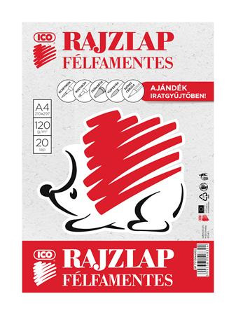 Rajzlap, félfamentes, A4, 120 g/m2, ICO Süni (TICRLFFMA4)
