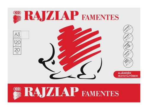 Rajzlap, famentes, A3, 120 g/m2, ICO Süni (TICRLFMA3)