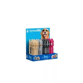   Golyóstoll display, 0,8 mm, nyomógombos, kutyás tolltest, ICO Dog, kék (TICSTK)