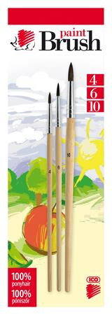 Ecsetkészlet, no. 4-6-10, fa, ICO Süni, natúr (TICSUE461N)