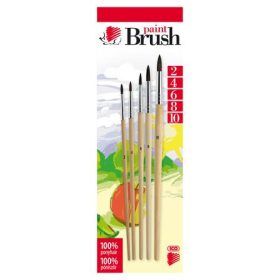   Ecsetkészlet, no. 2-4-6-8-10, fa, ICO Süni, natúr (TICSUE5N)