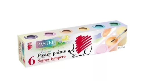 Tempera készlet, tégelyes, ICO Süni, 6 különböző pasztell szín (TICSUTEM6P)