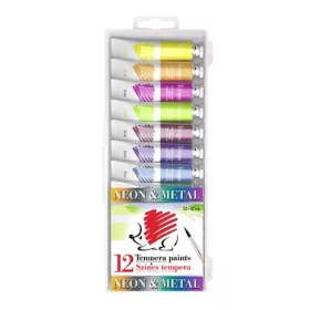   Tempera készlet, 12 darabos, ICO Süni, metál és neon színek (TICSUTMN12)