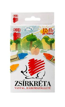 Zsírkréta, vastag, ICO Süni, 12 különböző szín (TICSUZSV12)