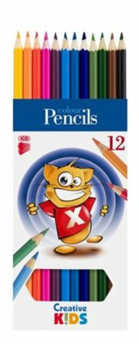 Színes ceruza készlet, hatszögletű, ICO Creative Kids, 12 különböző szín (TICSZCV12)