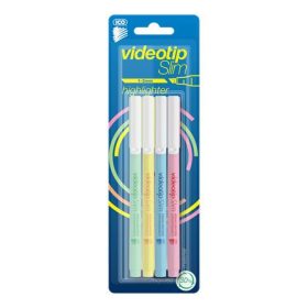   Szövegkiemelő készlet, 1-3 mm, ICO Videotip Slim, 4 különböző pasztell szín (TICTVP4)