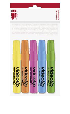 Szövegkiemelő készlet, 1-4 mm, ICO Videotip, 5 különböző szín (TICVTV5)