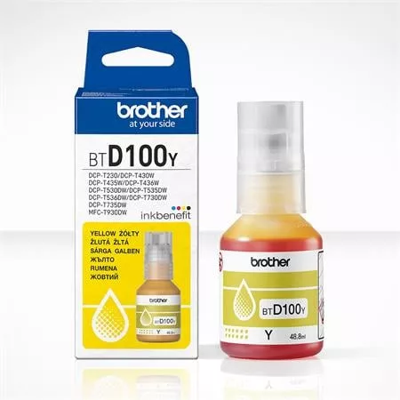 BTD100Y Tinta DCP T430W, 435W, TS530W, T730W nyomtatókhoz, BROTHER, sárga, 5k (TJBTD100Y)