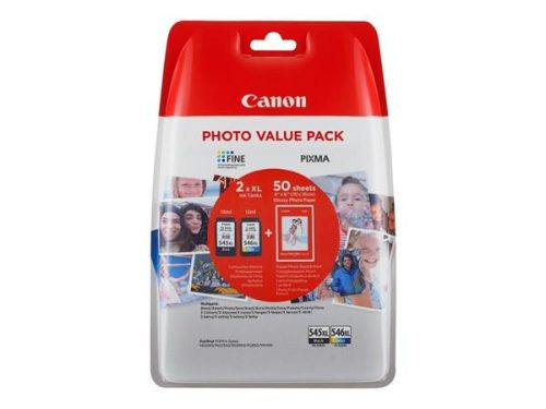 PG-545XL/CL546XL Tintapatron multipack Pixma MG2450, 2550 nyomtatókhoz, CANON, b+c + GP501 (50 lap 10x15) papír (TJCPG545XLP)