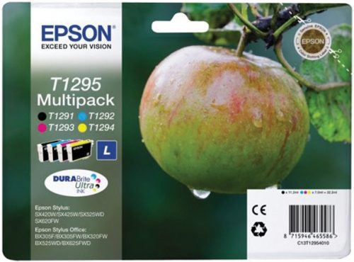 T12954010 Tintapatron multipack Stylus SX420W nyomtatóhoz, EPSON, b+c+m+y, 32,2ml (TJE12954)