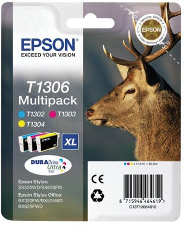 T13064010 Tintapatron multipack Stylus 525WD nyomtatóhoz, EPSON, c+m+y, 30,3ml (TJE13064)