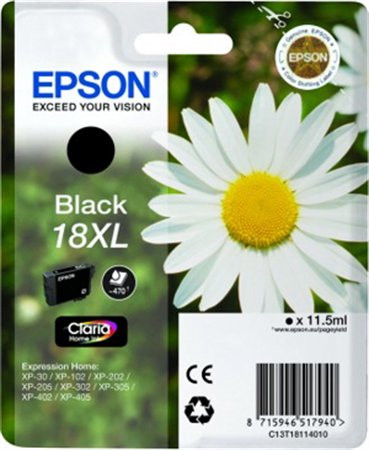 T18114012 Tintapatron XP 30, 102, 202, 205 nyomtatókhoz, EPSON, fekete, 11,5ml (TJE18114)