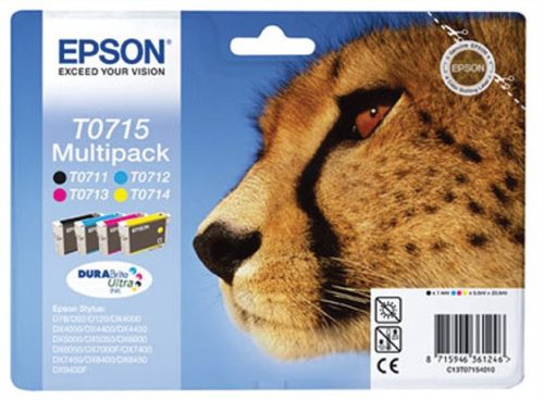 T07154010 Tintapatron multipack Stylus D78, D92, D120 nyomtatókhoz, EPSON, b+c+m+y, 23,9ml (TJE71540)