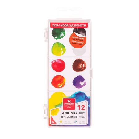 Vízfesték, 12 darabos, 22,5 mm, KOH-I-NOOR Brillant (TKOH174503)