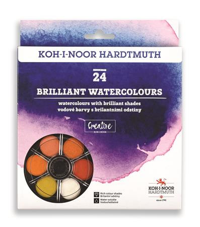 Vízfesték, 24 darabos, 22,5 mm, KOH-I-NOOR Brillant (TKOH174506)