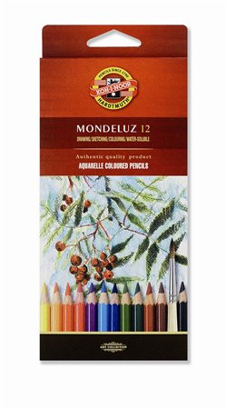 Akvarell ceruza készlet, KOH-I-NOOR Mondeluz 3716/12 12 különböző szín (TKOH371612)