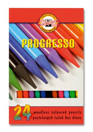 Színes ceruza készlet, henger alakú, famentes, KOH-I-NOOR Progresso 8758/24, 24 különböző szín (TKOH8758)