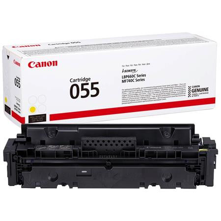 CRG-055 Lézertoner i-Sensys LPB663, 664, MF742, 744, 746 nyomtatókhoz, CANON, sárga, 2,1k (TOCCRG055Y)