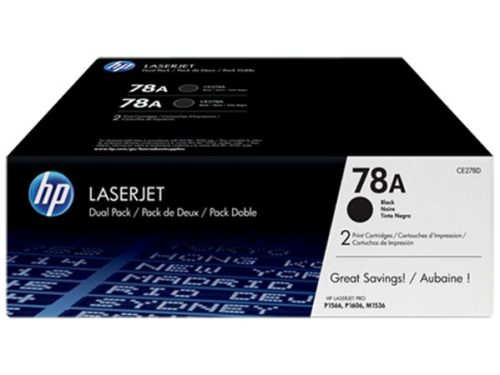 CE278AD Lézertoner LaserJet P1566, P1606 nyomtatókhoz, HP 78A, fekete, 2*2,1k (TOHPCE278D)