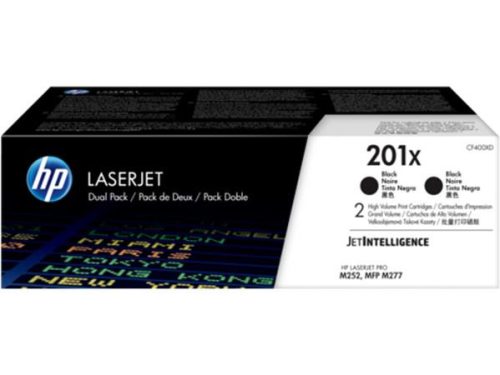 CF400XD Lézertoner Color LaserJet Pro M252, M277 nyomtatóhoz, HP 201X, fekete, 2*2,8k (TOHPCF400XD)