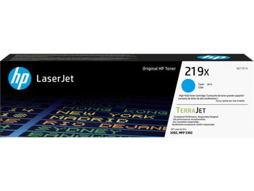 W2191X Lézertoner LaserJet Pro 3202 nyomtatóhoz, HP219X, cián, 2,5k (TOHPW2191X)