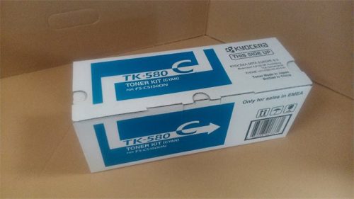 TK580C Lézertoner FS C5150DN nyomtatóhoz, KYOCERA, cián, 2,8k (TOKYTK580C)
