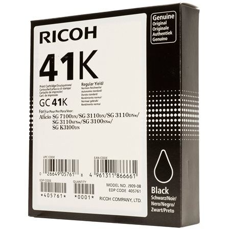 405761 Gélpatron SG 2100N, SG 3100SNw nyomtatókhoz, RICOH Type GC41K, fekete, 2,5k (TORGC41B)