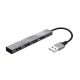USB elosztó-HUB, 4 port, USB 2.0, TRUST Halyx, ezüst (TR23786)