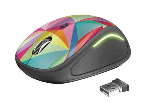 Egér, vezeték nélküli, optikai, USB, TRUST Yvi, geometria (TRE22337)