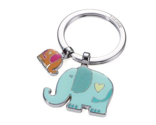 Kulcstartó, 2 charm dísszel, TROIKA Elefántok, vegyes színek (TROKR1812CH)