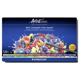   Akvarell színes ceruza készlet, hatszögletű, fémdobozos, STAEDTLER Mars&reg; Lumograph&reg; 104, 120 különböző szín (TS104M120)