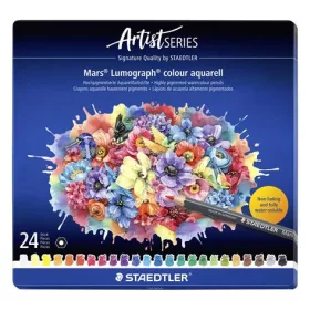   Akvarell színes ceruza készlet, hatszögletű, fémdobozos, STAEDTLER Mars&reg; Lumograph&reg; 104, 24 különböző szín (TS104M24)