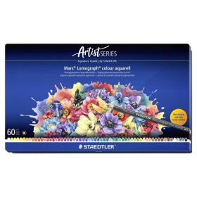   Akvarell színes ceruza készlet, hatszögletű, fémdobozos, STAEDTLER Mars&reg; Lumograph&reg; 104, 60 különböző szín (TS104M60)