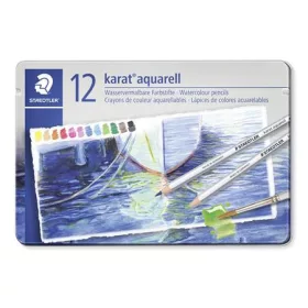   Akvarell ceruza készlet, hatszögletű, fém doboz, STAEDTLER Karat&reg; aquarell 125, 12 különböző szín (TS125M12)
