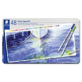   Akvarell ceruza készlet, hatszögletű, fém doboz, STAEDTLER Karat&reg; aquarell 125, 48 különböző szín (TS125M48)